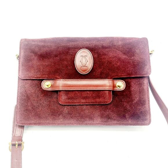 Cartier Handbags - Cartier Leather Suede Shoulder Bag